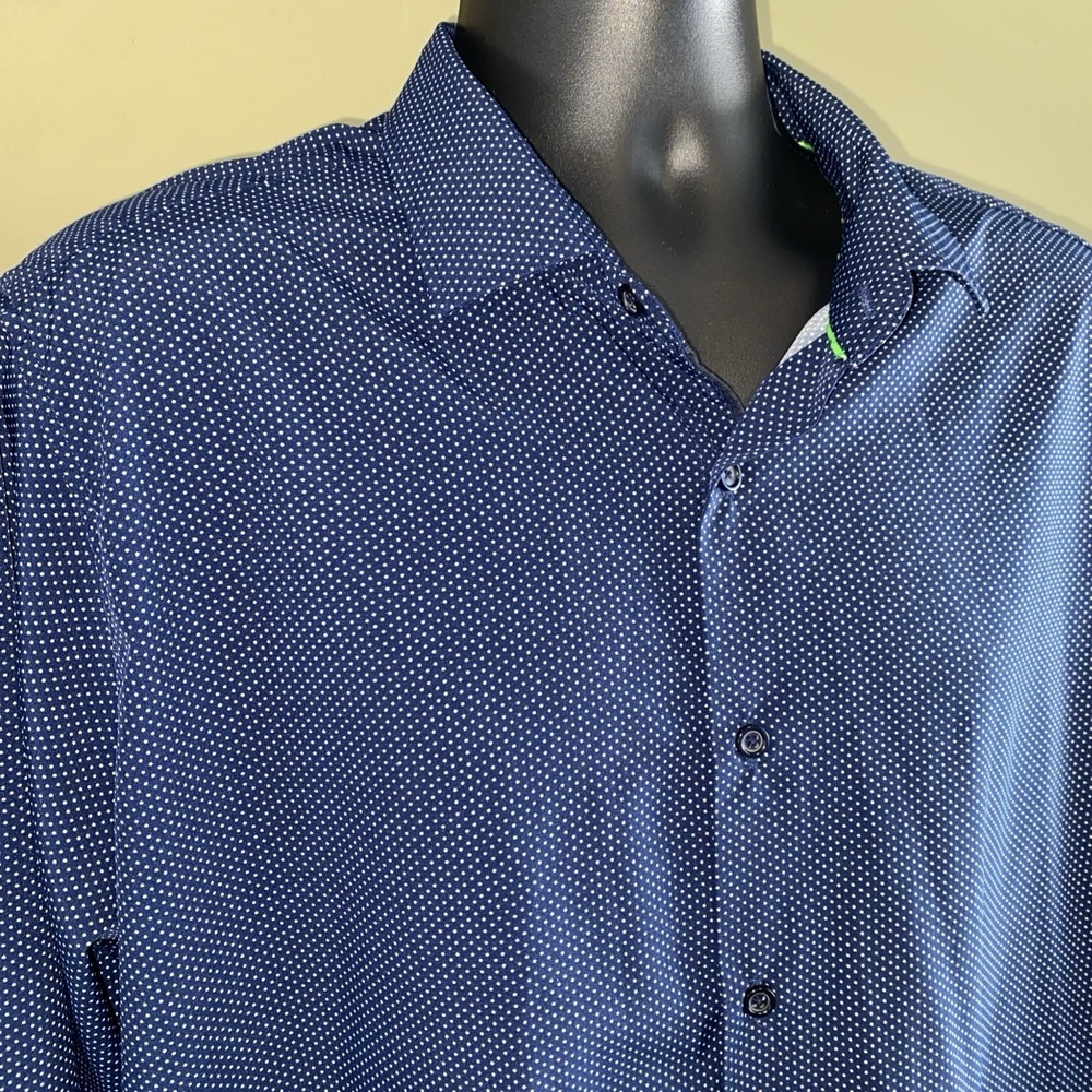 Tom Baine Performance Button Up Shirt Men`s XXL Slim Fit 4 Way Stretch LS